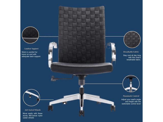 GM Seating Weeve Office Chair (2 Pack) - High Back Adjustable Swivel Desk Chair for Home or Office - Leather Executive Office Chair with Aluminum...
