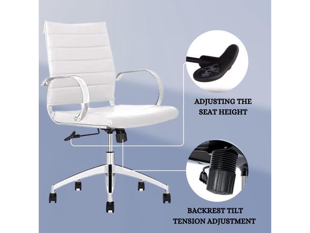 GM Seating Ribbed Mid-Back Conference Room Chairs - Lumbar Support, Modern Style Executive Chair for Home and Office - 360 Swivel Rolling Wheels -...