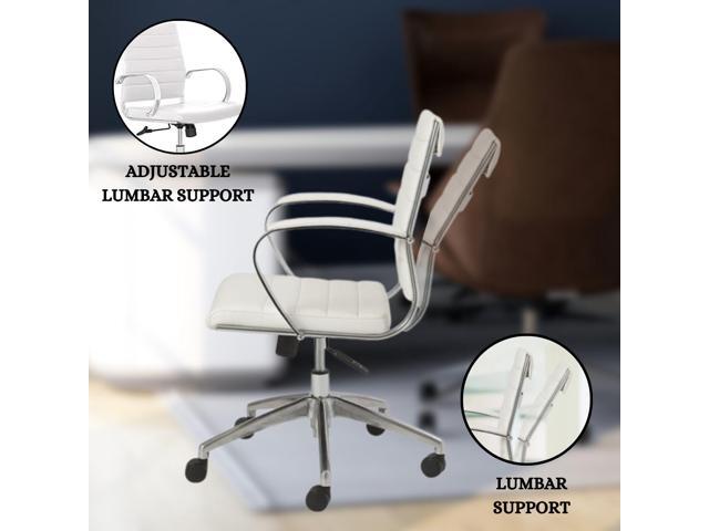 GM Seating Ribbed Mid-Back Conference Room Chairs - Lumbar Support, Modern Style Executive Chair for Home and Office - 360 Swivel Rolling Wheels -...