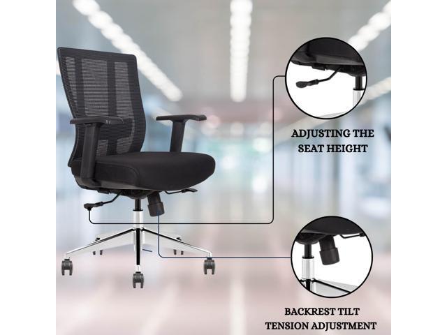GM Seating Ergonomic Office Chair Mesh Back with Seat Slide - Adjustable Lumbar Support Computer Desk Chair with Height Adjustable Arms - 5-Star...