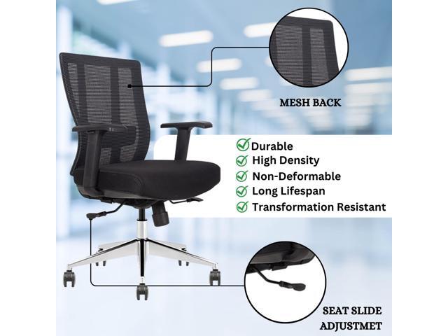 GM Seating Ergonomic Office Chair Mesh Back with Seat Slide - Adjustable Lumbar Support Computer Desk Chair with Height Adjustable Arms - 5-Star...
