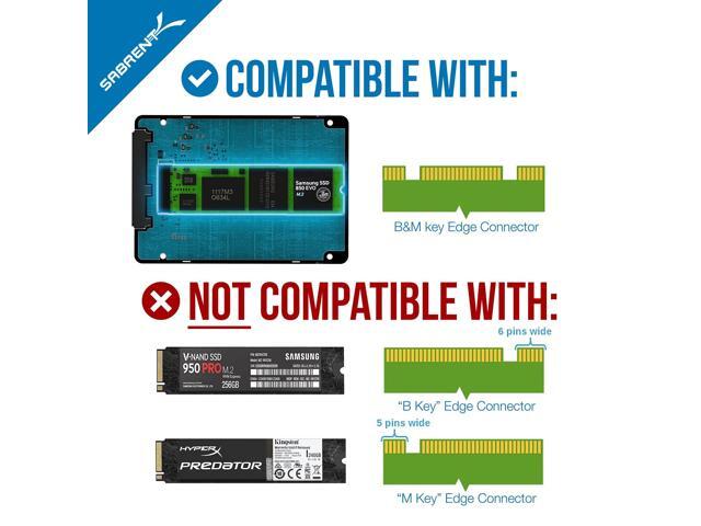 SABRENT M.2 SSD [SATA] to 2.5 Inch SATA III Aluminum Enclosure Adapter (EC-M2SA)