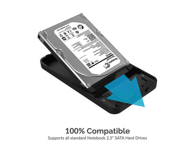SABRENT 2.5-Inch SATA to USB 3.0 Tool-Free External Hard Drive Enclosure [Optimized for SSD, Support UASP SATA III] Black (EC-UASP)