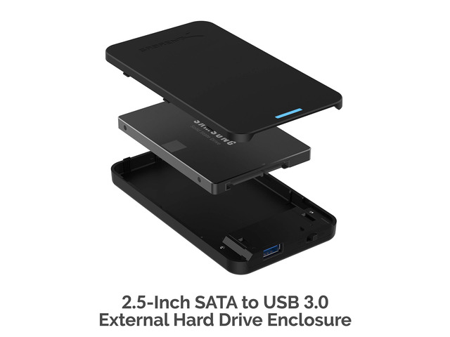 SABRENT 2.5-Inch SATA to USB 3.0 Tool-Free External Hard Drive Enclosure [Optimized for SSD, Support UASP SATA III] Black (EC-UASP)