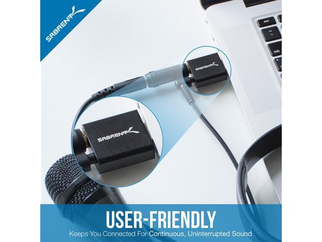 SABRENT Aluminum USB External Stereo Sound Adapter for Windows and Mac. Plug and Play No Drivers Needed [Black] (AU-EMCB)