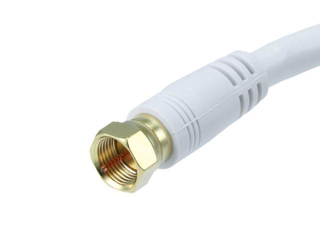 Monoprice 1.5ft RG6 (18AWG) 75Ohm, Quad Shield, CL2 Coaxial Cable with F Type Connector - White