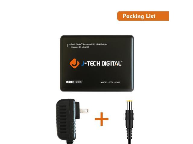J-Tech Digital JTD0102/4K J-Digital Most Advanced 2 Ports HDMI 1X2 Powered Splitter, Support Ultra HD 4K 3840 A 2160 Resolution and 3D