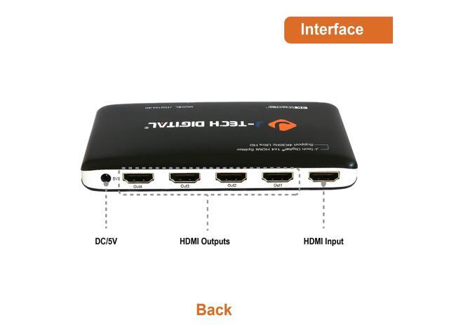 J-Tech Digital JTD0104/4K Most Advanced 4 Ports HDMI 1X4 Powered Splitter Support Ultra HD 4K 3840 A 2160 Resolution and 3D