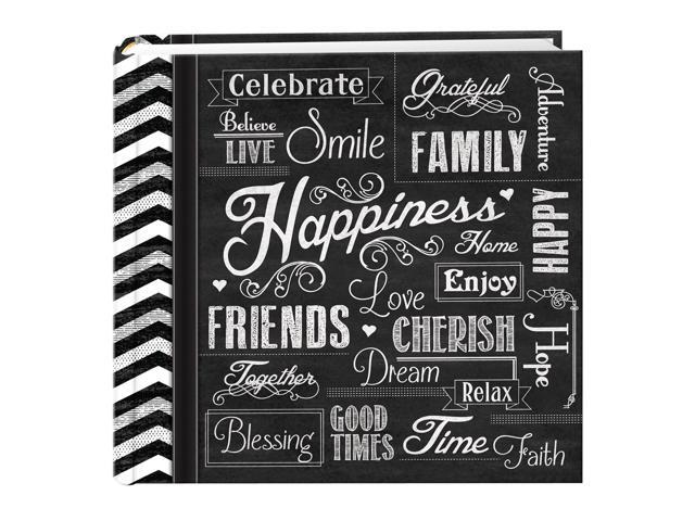 pioneer photo albums ev-246chlk/h 200-pocket chalkboard printed happiness theme photo album for 4 by 6-inch prints