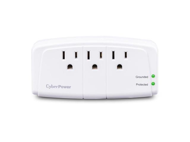 cyberpower csb300w essential surge protector, 900j/125v, 3 outlets, wall tap