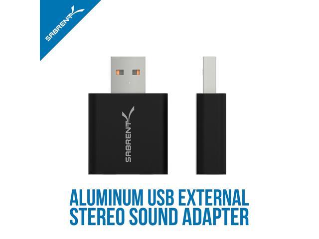 SABRENT Aluminum USB External Stereo Sound Adapter for Windows and Mac. Plug and Play No Drivers Needed [Black] (AU-EMCB)