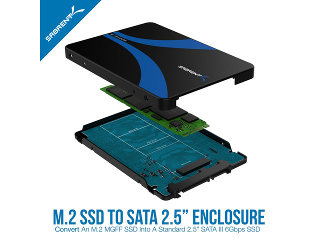 SABRENT M.2 SSD [SATA] to 2.5 Inch SATA III Aluminum Enclosure Adapter (EC-M2SA)