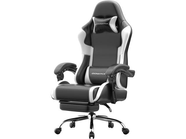 Dowinx Ergonomic Gaming Chair with Footrest, Reclining Office Chair with Massage Lumbar Support, Adjustable Height & Headrest Pillow, Heavy Duty...