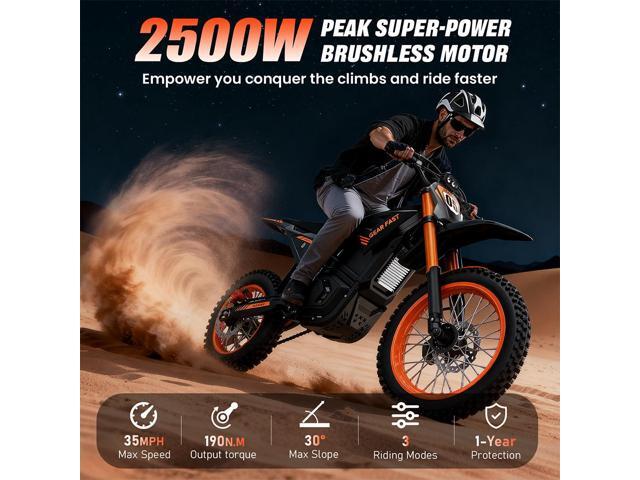 GEARFAST ZERO 7 Electric Dirt Bike for Adults with 2500W Peak Motor 48V 30AH Removable Battery 3 Speed Modes Hydraulic Suspension and Dual Disc...