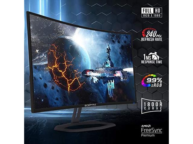 Sceptre Curved 32' Gaming Monitor Up to 240Hz 1ms AMD FreeSync Premium Build-in Speakers, HDMI Displayport Gunmetal 2021 (C325B-FWD240) (C325B-FWD240)