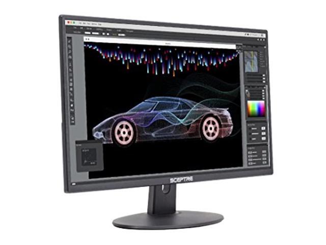 Sceptre E248W-19203R 24' Ultra Thin 75Hz 1080p LED Monitor 2x HDMI VGA Build-in Speakers, Metallic Black 2018 (E248W-19203R)