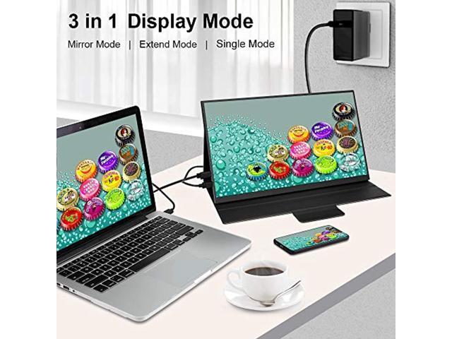hongo 100% srgb portable monitor 15.6 inch metal frame 2nd monitor fhd 1080p hdr ips computer screen with usb c hdmi dual speak