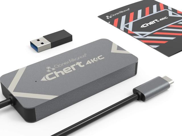 ClonerAlliance Chert 4KC, HDMI to USB-C Video Capture Dongle, Ultra Low Latency, Play Game Consoles on Laptop, Driver Free, 4K Input Supported.
