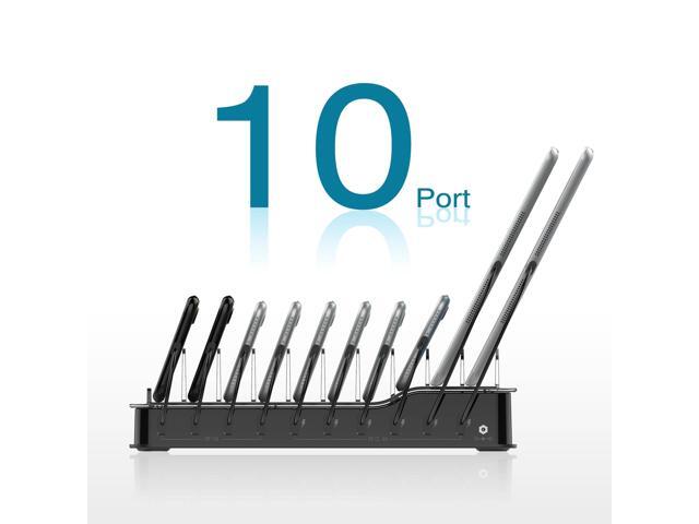 10 Port USB Charging Station Dock & Organizer, Universal Desktop Tablet & Smartphone Multi-Device 10 Port USB Charger Hub with Auto Detect Smart...