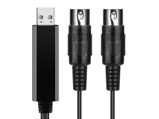 TNP Midi to USB Cable Interface Converter - IN OUT Midi Cable Host Adapter Plug Controller Wire Cord For Keyboard Synthesizer Piano Instrument to...
