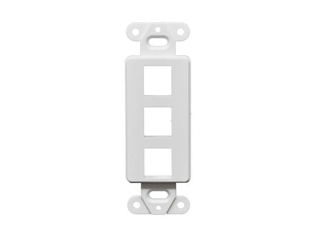 Decorator Style Keystone Jack 3 Port Modular Wall Insert Cover Plate White