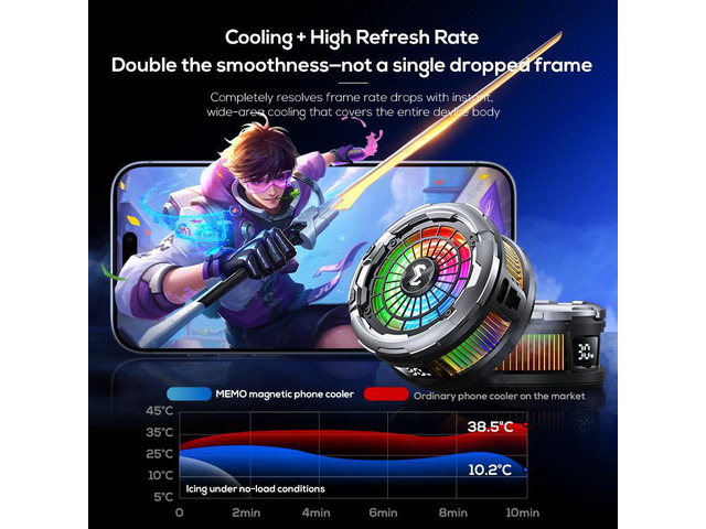 X26 V Magnetic Cell Phone Cooler for Gaming, Portable Mobile Phone Cooling Fan w