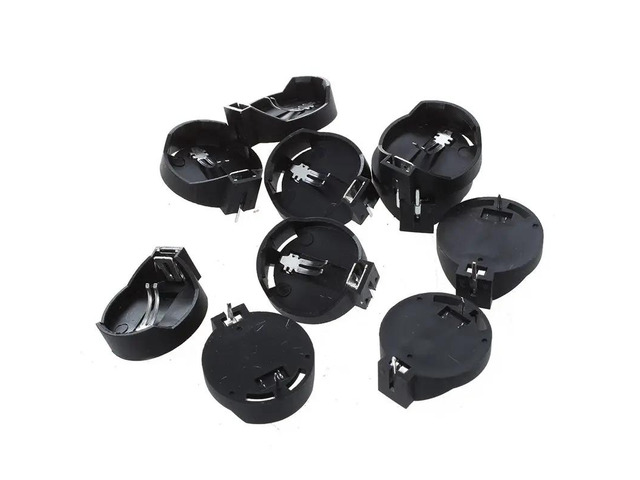 10pcs Black Plastic Round Button Battery Holder Case for for single CR/LIR2032 2025 2016 button battery