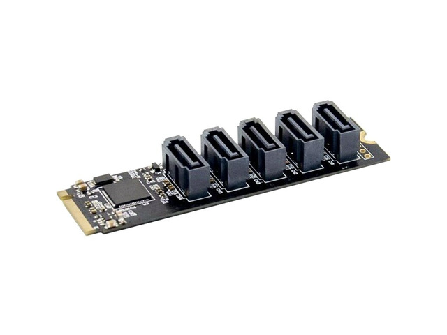 PCIe X2 M.2 Key M to 5-Port SATA 3.0 Adapter Card NGFF NVME to SATA3.0 Converter Card JMB585 Chipset 6 Gbps