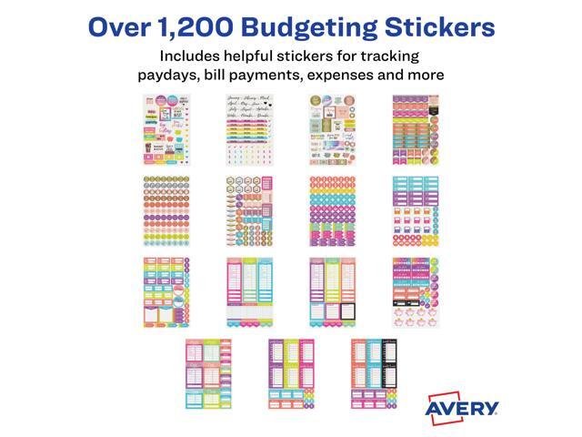 Avery Budget Planner Sticker Variety Pack, 30 Sticker Sheets, 1,224 Stickers Total (6788)