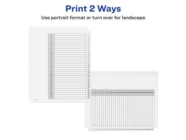 Avery Ready Index 31 Tab Dividers, Customizable TOC, 6 Sets (11827)