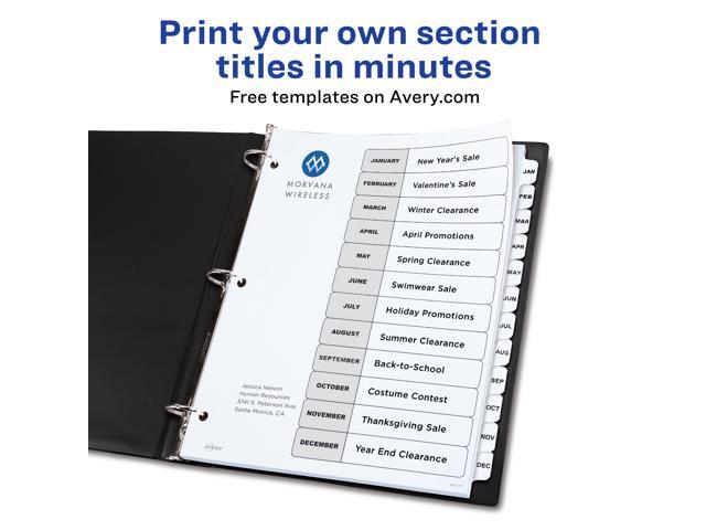 Avery - Ready Index Table of Contents Paper Dividers, Jan-Dec Tabs, 6 Sets/Pack - White - image 2