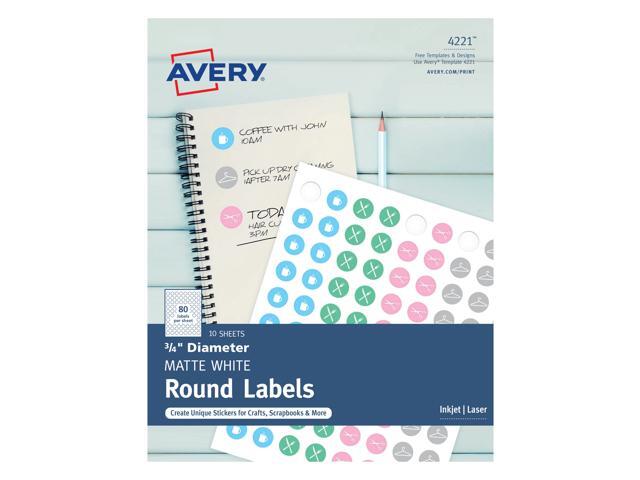 Avery Printable Round Labels with Sure Feed, 3/4' Diameter, Matte White, 800 Customizable Labels (4221)