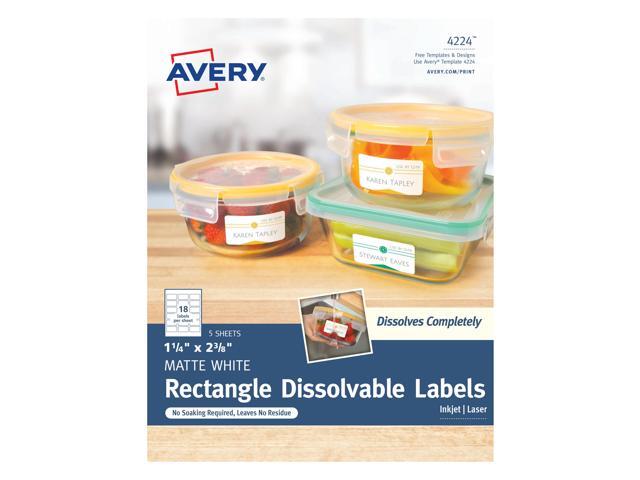 Avery Printable Dissolvable Rectangle Labels, 1-1/4' x 2-3/8', White, 90 Customizable Labels (4224)
