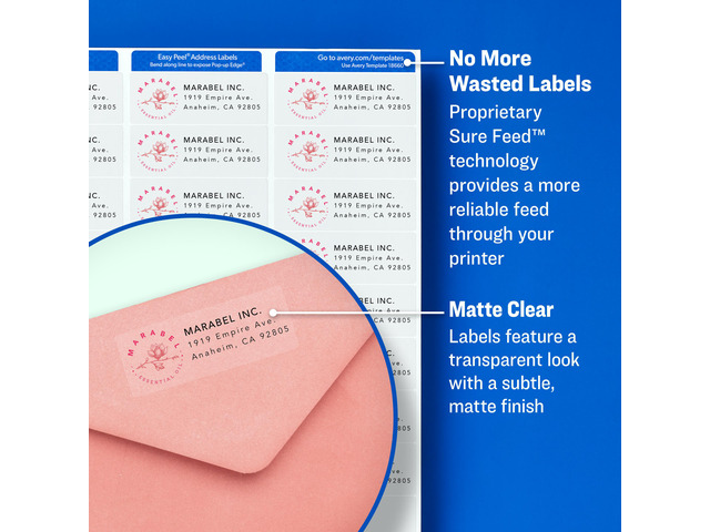 Easy Peel Mailing Labels For Laser Printers, 2 X 4, Clear, 100/Pack