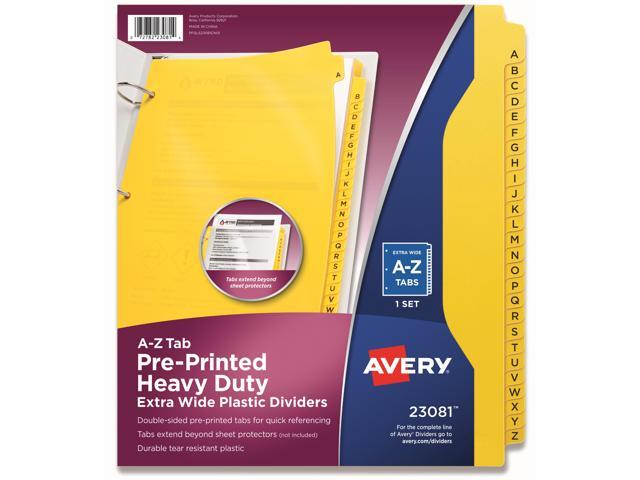 Avery Heavy-Duty Plastic Industrial Dividers, 26 A-Z Tabs, Yellow (23081)