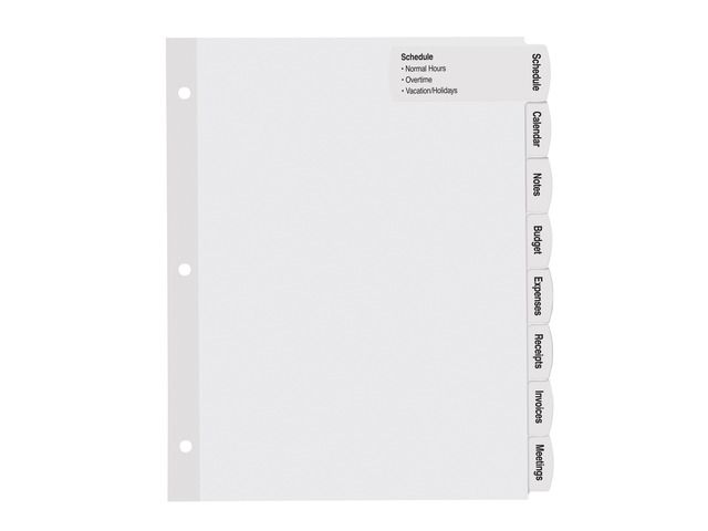 Avery AVE14439 Easy Peel Label Tab Divider, 8 Tab White - Pack of 6