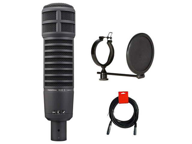 Electro-Voice RE20 Broadcast Announcer Microphone with Variable-D (Black) Bundle