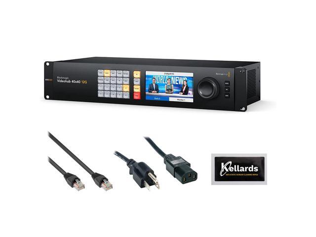 Blackmagic Design Videohub 40x40 12G Zero-Latency Video Router Bundle with Pearstone Cat 6a Patch Cable, 6' PC Power Cord, and Kellards 5-Pack...