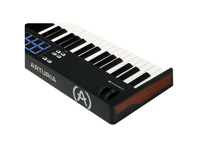 Arturia KeyLab Essential 88 mk3 88 key USB MIDI Controller with Software (Black) Bundle with Auray Universal Piano-Style Sustain Pedal, Hosa Black...