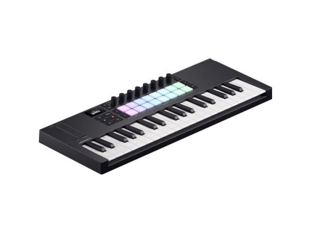 Novation Launchkey Mini 37 MK4 USB MIDI Keyboard Controller (37 Mini Keys) Bundle with Auray FP-P1L Universal Piano-Style Sustain Pedal and Hosa...