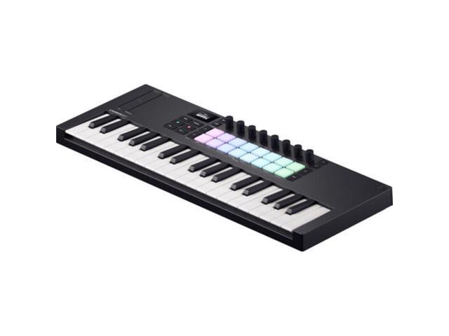 Novation Launchkey Mini 37 MK4 USB MIDI Keyboard Controller (37 Mini Keys) Bundle with Auray FP-P1L Universal Piano-Style Sustain Pedal and Hosa...