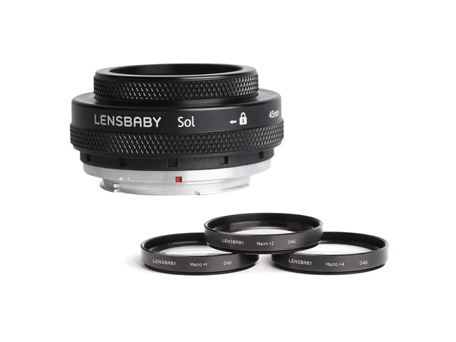 Lensbaby Sol 45mm f/3.5 Lens for Nikon F Cameras with Lensbaby 46mm Macro Filters Bundle