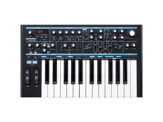 Novation Bass Station II Monophonic Analog Synthesizer with Sustain Pedal (Piano-Style) & 10' MIDI Cable Bundle