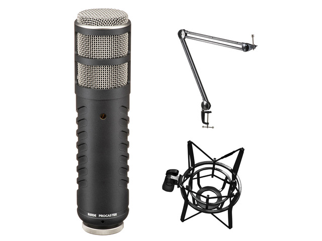 Rode Procaster Broadcast Dynamic Vocal Mic Bundle with Heil Sound PL2T Boom Moun