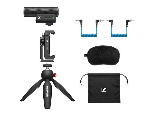 Sennheiser - Professional MKE 400 + Mobile Kit, Directional On-Camera Microphone with Smartphone Clamp & Manfrotto PIXI Mini Tripod - Black - image 2