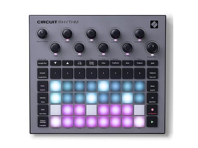 Novation Circuit Rhythm Groovebox Workstation with Standalone Sampler Bundle with Studio Pro Monitor Headphones, 32GB Memory Card, and 2x MIDI Cable