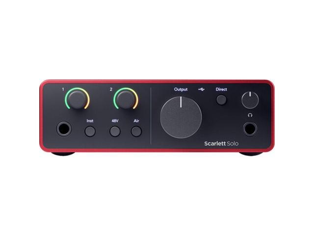 Focusrite Scarlett Solo USB-C Audio Interface (4th Generation) with Clamp On Headphone Holder, Tripod Mic Stand + Boom, Kellopy Pop Filter & XLR...