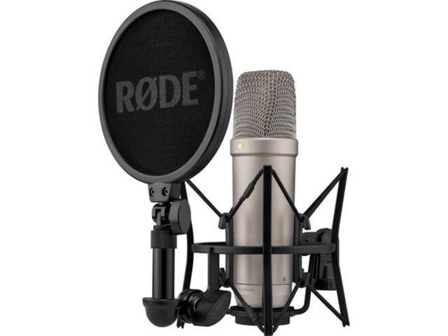 Rode NT1 (Silver)5th Generation Hybrid Studio Condenser Microphone Bundle with Mic Stand with Fixed Boom