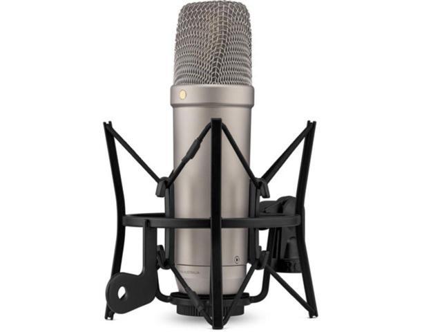 Rode NT1 (Silver)5th Generation Hybrid Studio Condenser Microphone Bundle with Mic Stand with Fixed Boom