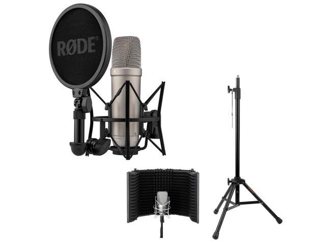 Rode NT1 (Silver)5th Generation Hybrid Studio Condenser Microphone Bundle with Desk/mic Stand Reflection Filter and Reflection Filter/tripod Micstand